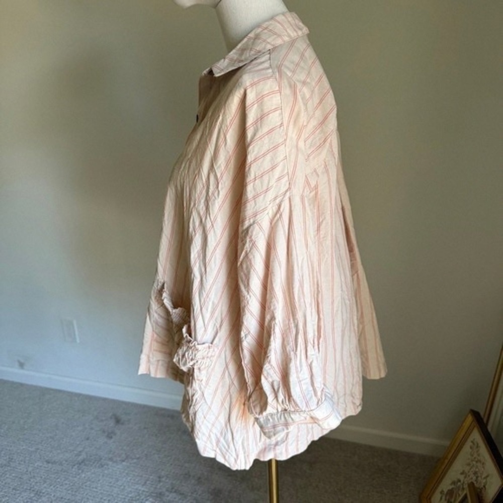 Light Pink Striped Button-Up Jacket - image 4